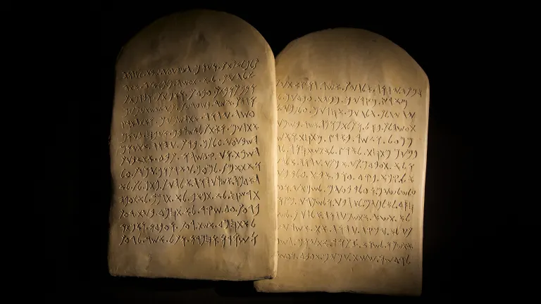 Engraved in stone by the hand of God, the Ten Commandments were not only laws—but a divine contract, witnessed on two tablets, binding both God and Israel in a covenant of lasting significance. A artist rendition of the two tablets on which the Ten Commandments were written,
