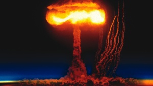 A nuclear mushroom cloud.