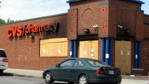 A looted CVS store in Baltimore.