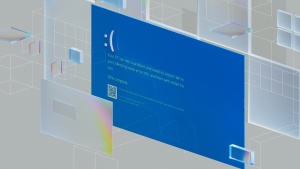 Microsoft blue screen of death graphic.