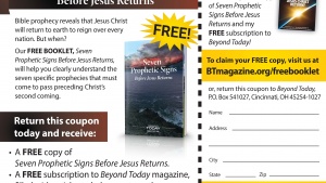 This is a graphic of the newspaper ad for "Seven Signs Before Jesus Returns."