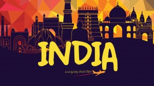 This is the title graphic of the UCG short film, India.