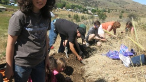 Participants of the weekend digging for fossils. 