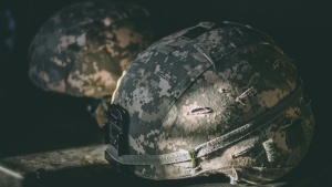 A photo of military helmets