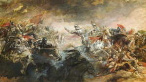 A painting of the The Phantom Horseman by Sir John Gilbert