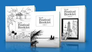 A set of three youth festival activity booklets