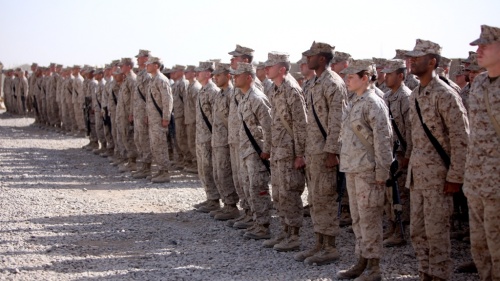 Marines stand in formation