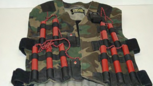 A vest with explosions attached to it.