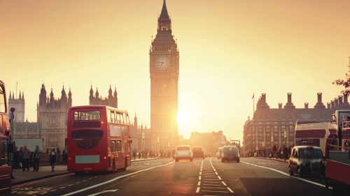 A busy street scene in London, England,