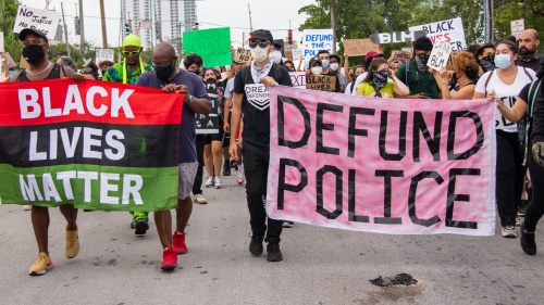 Black Lives Matter supporters protest June 7, 2020, in Miami, Florida.
