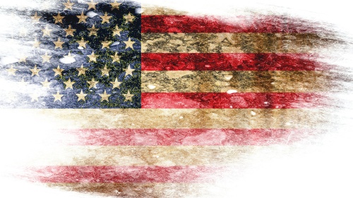 A torn United States flag.