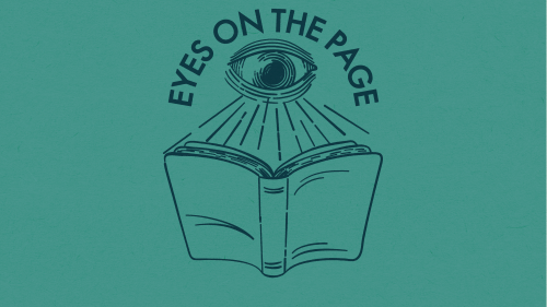 Illustration of an eye reading a book