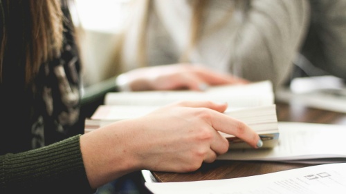 A person reading a book.