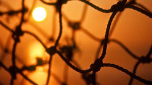 Close up of a fishing net.