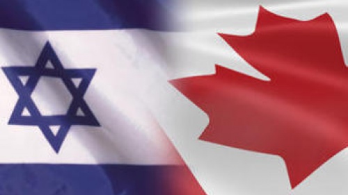 Flags from Israel and Canada