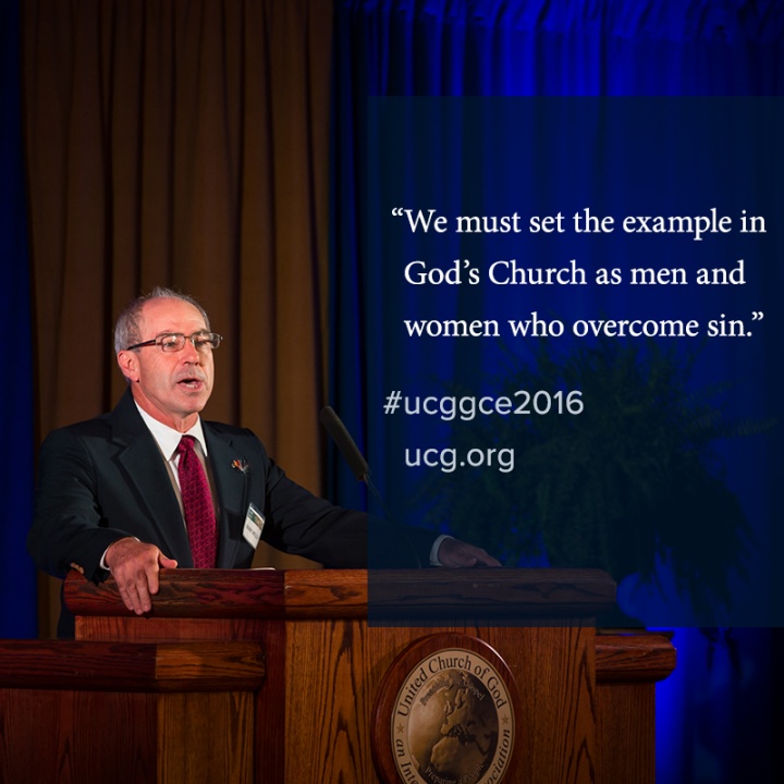 Mark Welch delivers the keynote address at the 2016 meeting of the General Conference of Elders.