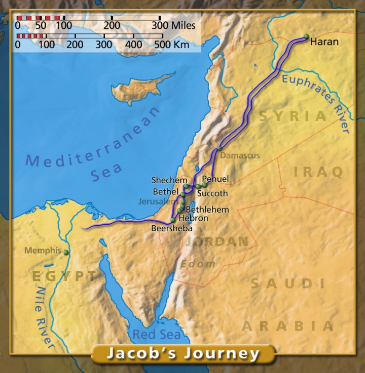Map of Jacob's Journey