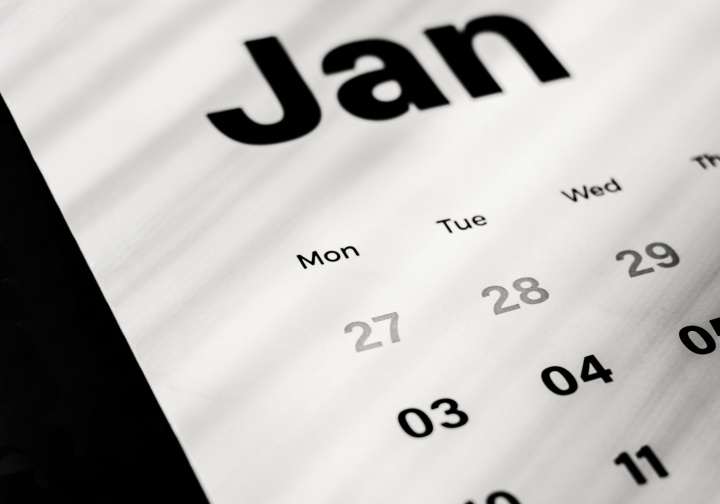 a portion of a calendar page of the month January