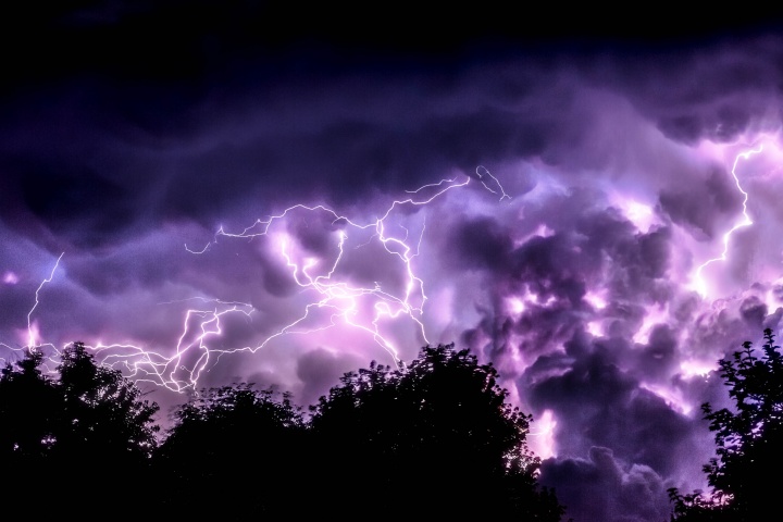 Lightning and trees