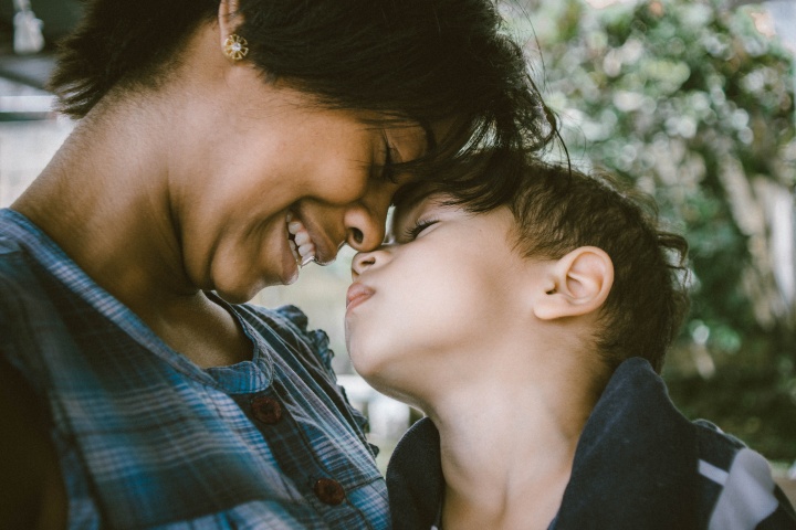 A mother and her son.