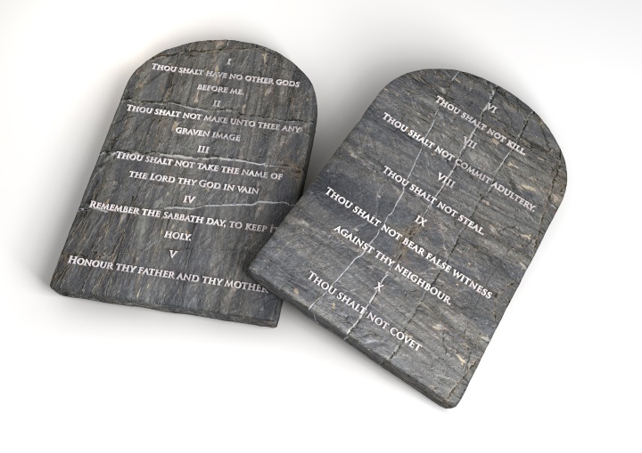 Stone tablets inscribed with the Ten Commandments.