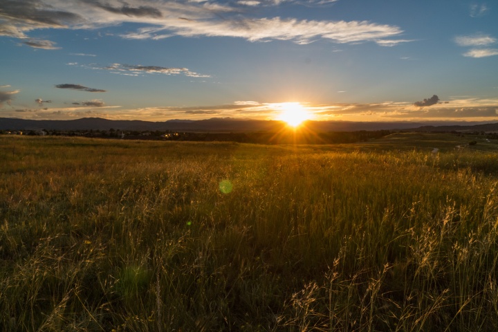 A sunset over a field