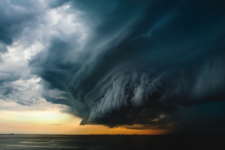 A photos of large dark storm clouds.