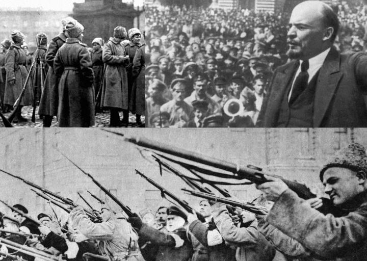 Scenes from the 1917 Russian revolution that led to a communist takeover.