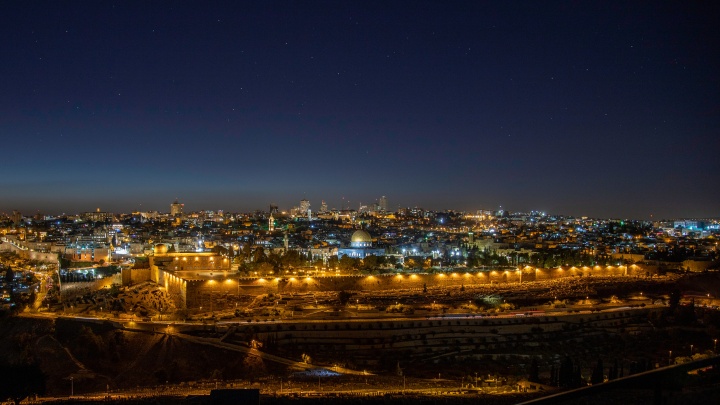 Old City, Jerusalem, Israel at night.