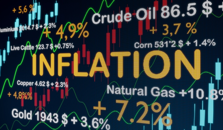 A visual graphic with the words inflation and various prices for gas, oil, etc....