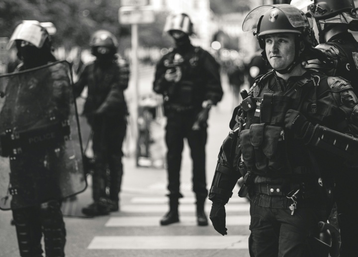 Riot police.