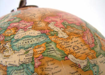 The Middle East on a globe.