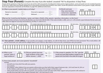 Example FAFSA form collecting parental information for 2013-2014.