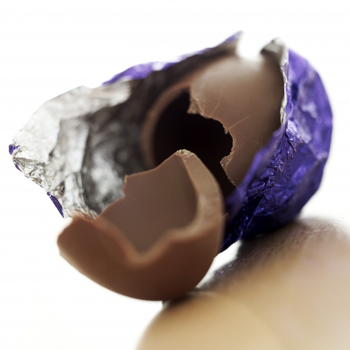 A broken chocolate Easter egg.