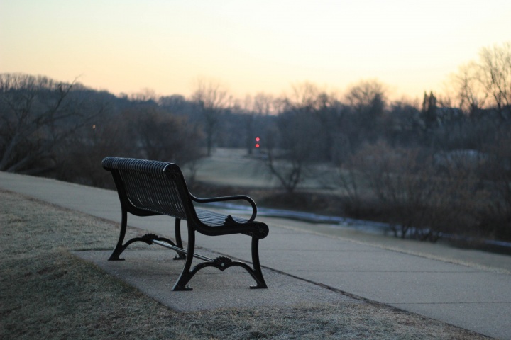 Empty park bench