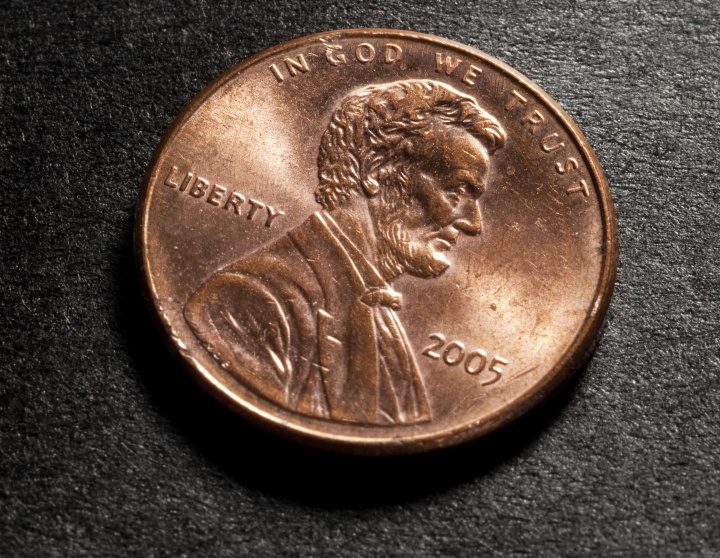 Front of a penny - with the words "In God We Trust?