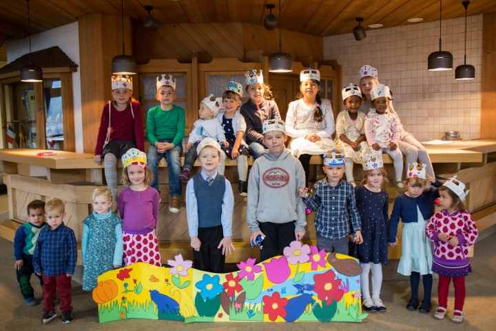 Children with their crafts after Bible classes. 