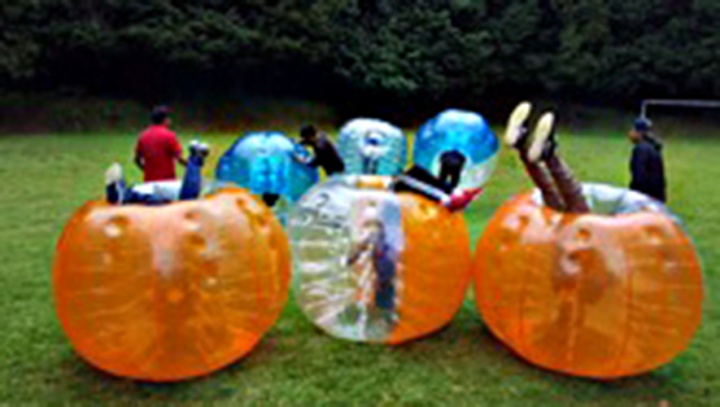 Campers enjoying the "bubble ball" activity at Mexico camp.