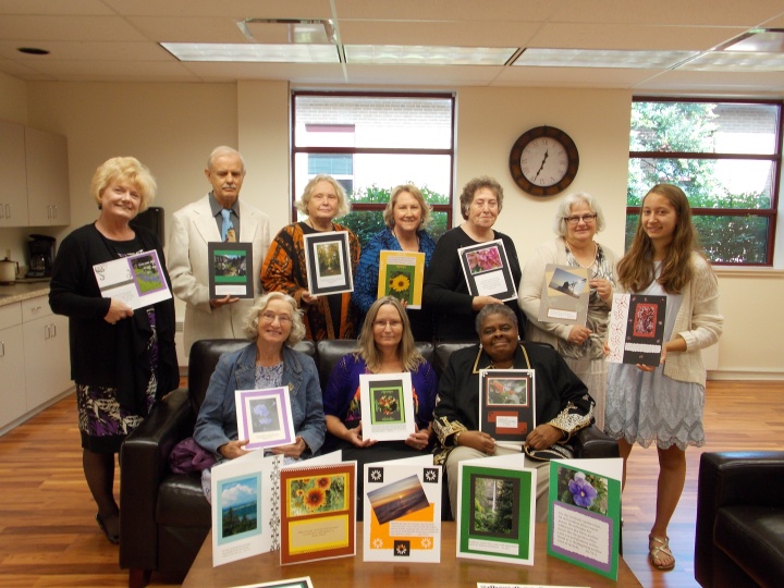 Members of the St. Louis, MO, congregation with their card projects. 