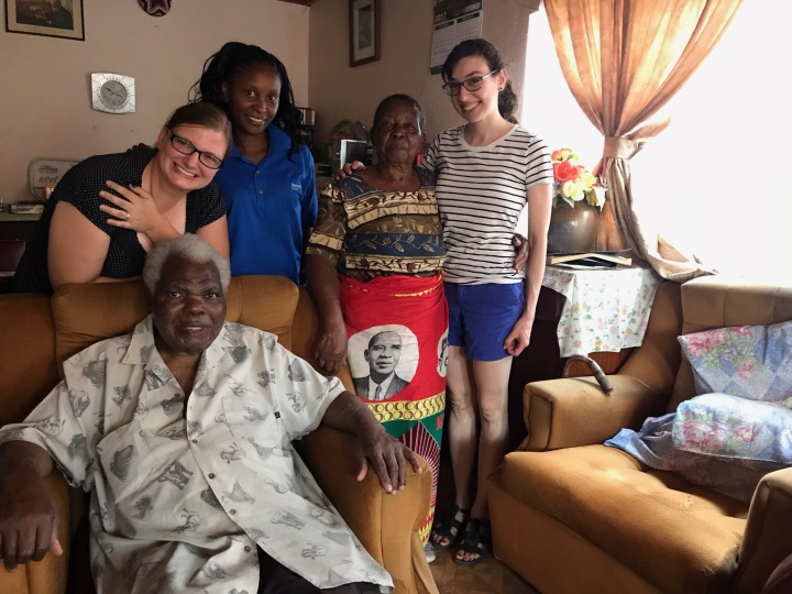 During Linda Merrick’s visit, she was able to visit with some of the brethren in their homes. From left to right: Lena VanAusdle, Juliana Kachali, Esther Chilopora, Linda Merrick and Samuel Chilopora (sitting). 