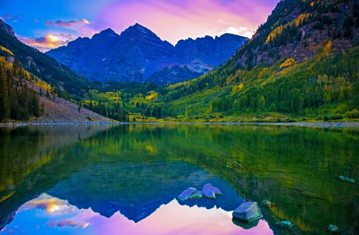 a colorful mountain landscape