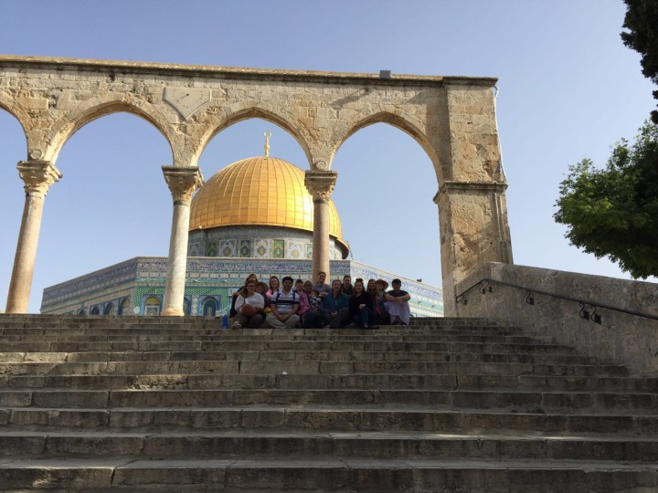 The group of participants on by the Dome of the Rock on the Temple Mount in the Old City of Jerusalem.