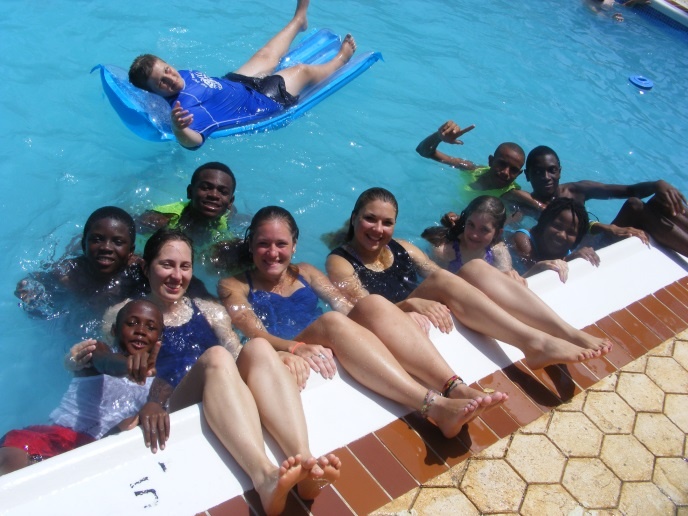 Kids in a pool