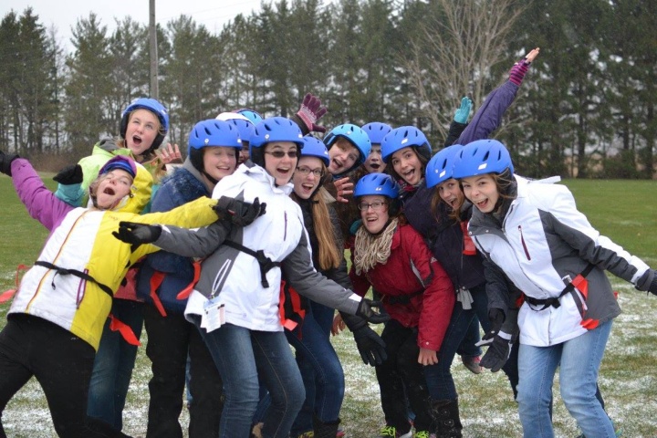 A girls dorm enjoys their time at Winter Camp.