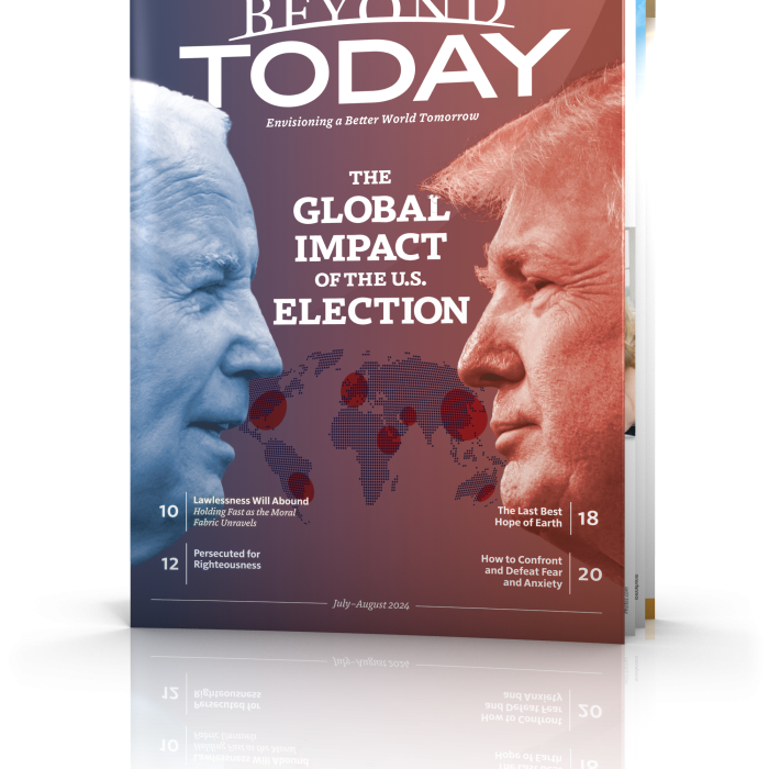 The Global Impact of the U.S. Election - Beyond Today July-August 2024 Cover - Biden vs Trump